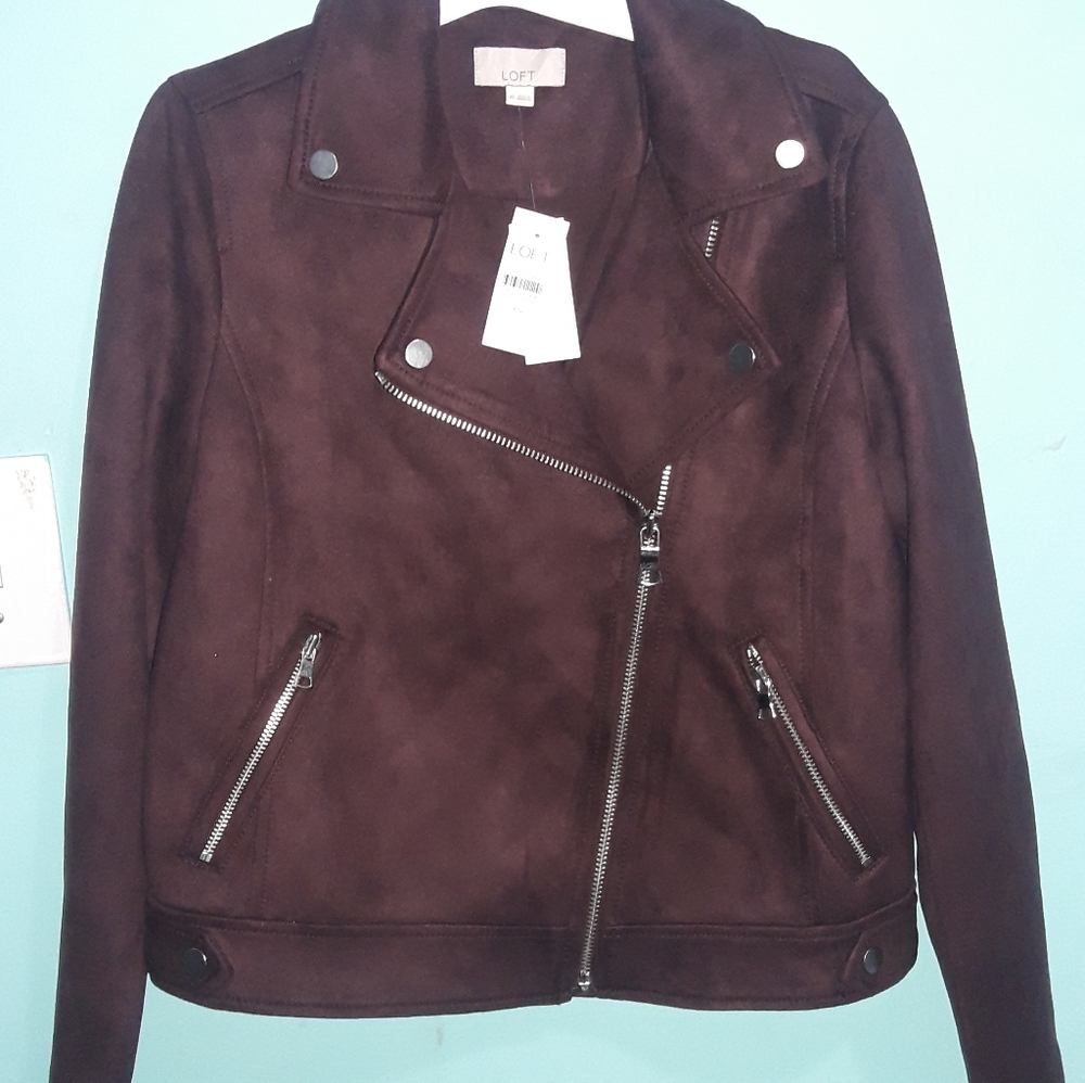 Ann Taylor Loft Faux Suede Moto Zip Jacket